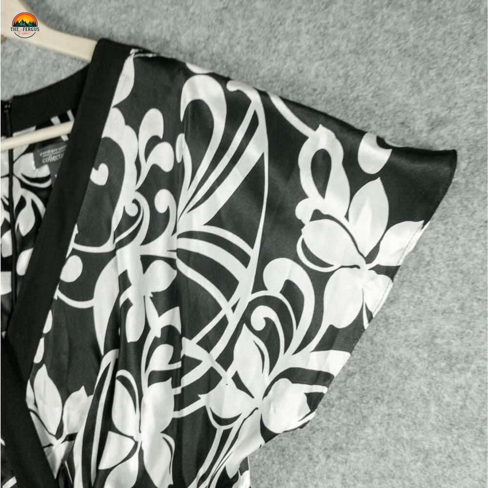 Dressbarn Collection A-Line Dress Black White Print Surplice Neck Women's 14W - Picture 4 of 10